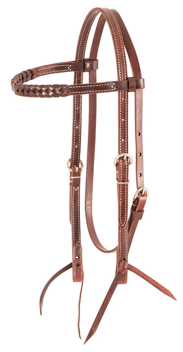 Martin Saddlery Browband Headstall with Blood Knots, Chocolate - Brown  