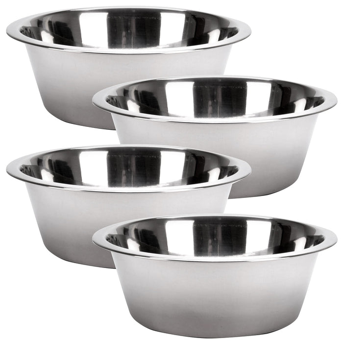 7-5-qt-ss-feeding-bowl-77270 - 2 Quart Stainless Steel Bowl, 4 Pack