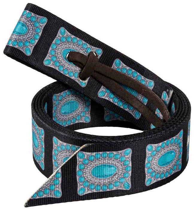 Concho Print Tie Strap - BLACK & TURQUOISE 6' 