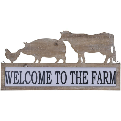 Wooden Farm Welcome Sign - Brown  