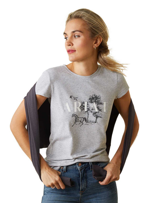 Ariat Women's Toile Scene T-Shirt, Heather Gray - Large  