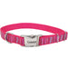 Ribbon Adjustable Dog Collar with Metal Buckle - Pink Flamingo Stripe Small/Medium - 5/8" x 12"-18" 