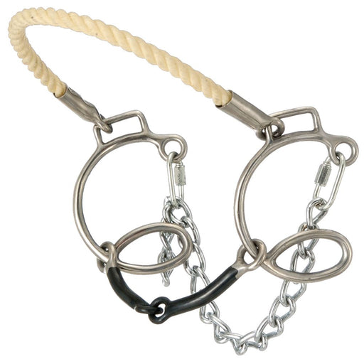 Tough1 Six Cheek Sweet Iron Snaffle with Rope Nose, 5 1/2" - Stainless Steel  