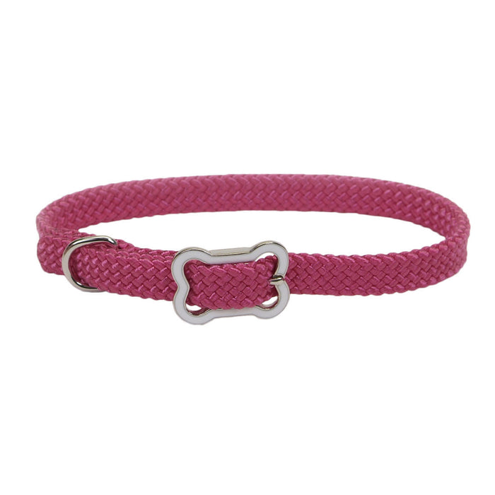 Sunburst Dog Collar with Bone Buckle - Pink Flamingo Small - 3/8" x 12" 