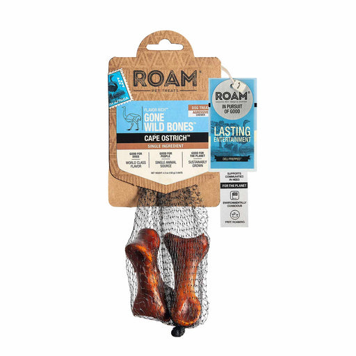 Roam Dog Treats Gone Wild Ostrich Bone, 2pk - See product for detailsOstrich2pk