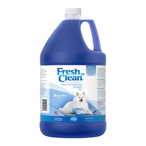 Fresh 'n Clean Snowy-Coat Whitening Shampoo  Sweet Vanilla  1 Gallon - BlueSweet Vanilla Scent1 gallon, 15:1 Concentrate