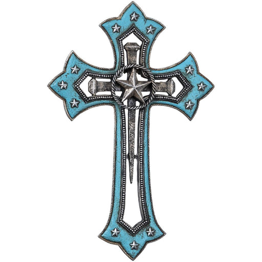 Turquoise Star Cross Wall Hanging -   