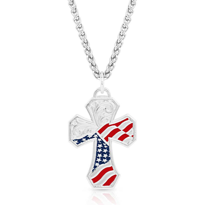 Blessed American Made Cross Necklace -   