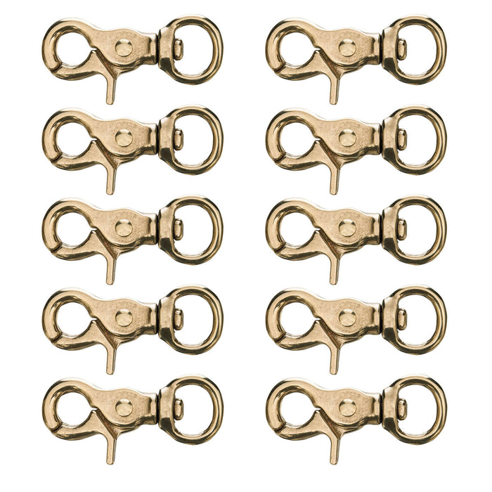 solid-brass-trigger-snap-w-round-swivel-eye-5-8-x-2-3-4 - 10 Pack