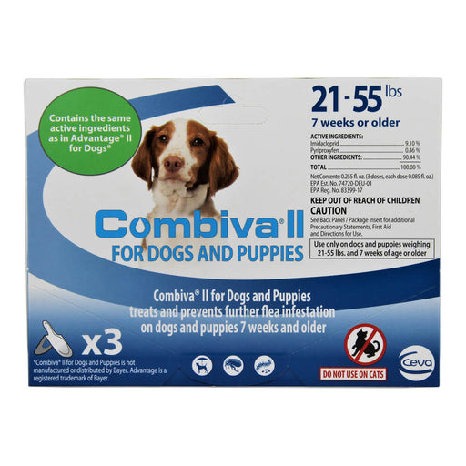 Combiva II for Dogs & Puppies  21-55 lbs  3 ct -   