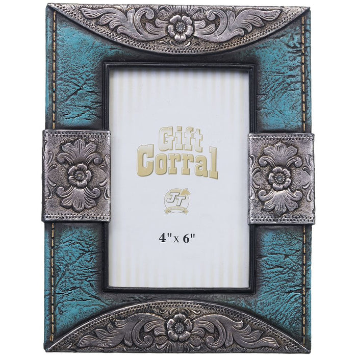 Turquoise and Silver Picture Frame -   