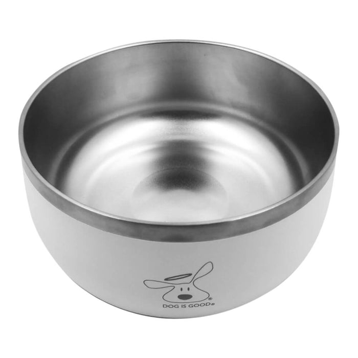 Dog is Good Stainless Steel Dog Bowl - White Medium White