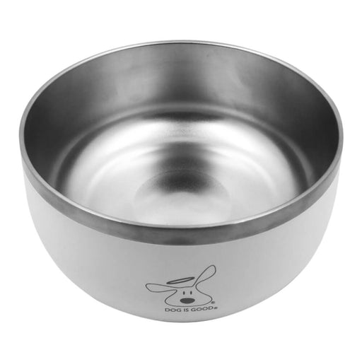 Dog is Good Stainless Steel Dog Bowl - White Large White