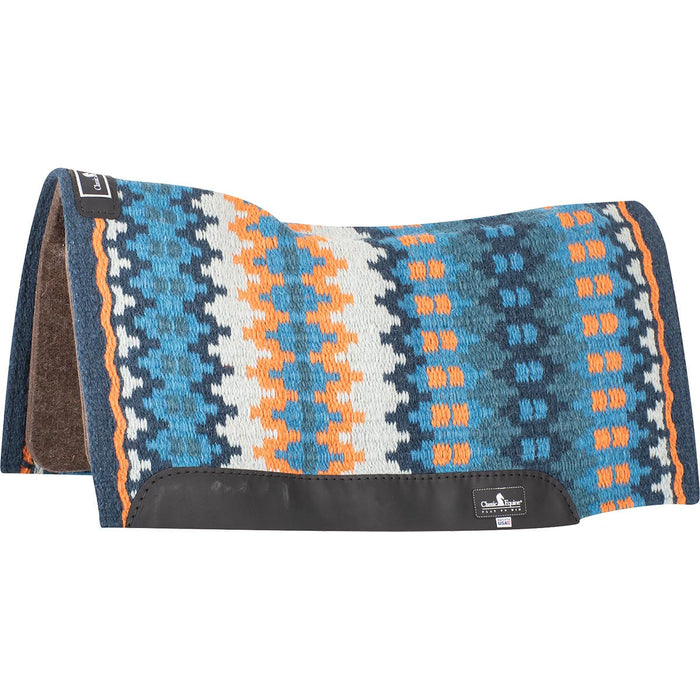 Classic Equine Contour Wool Top Alpaca Saddle Pad - Navy & Tangerine 32" x 34" Navy & Tangerine