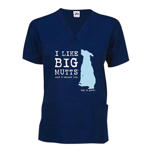 Dog is Good Scrub Top, I Like Big Mutts - Navy XXL 