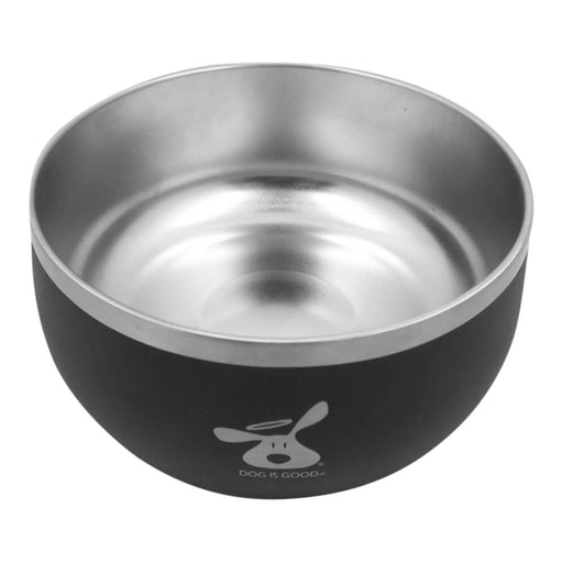 Dog is Good Stainless Steel Dog Bowl - Black Large Black