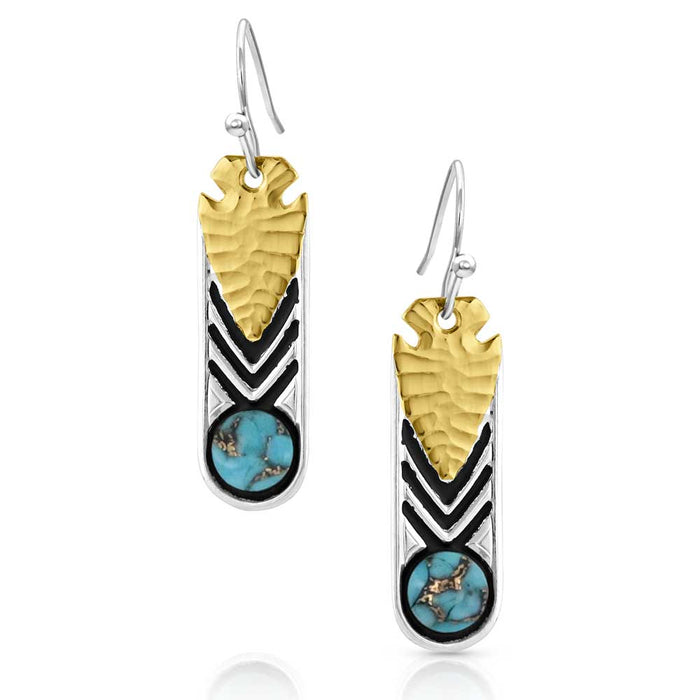 Southwest Nights Arrowhead Turquoise Earrings -   