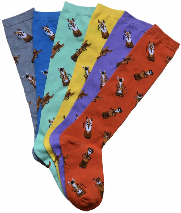 Horses & Spectacles Knee High Socks, Ladies, 6pk - Multi  