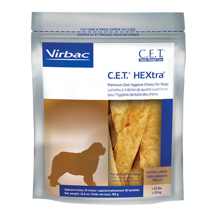 Virbac C.E.T. HEXtra Premium Dental Oral Hygiene Chews for Dogs, 30 ct - X-Large