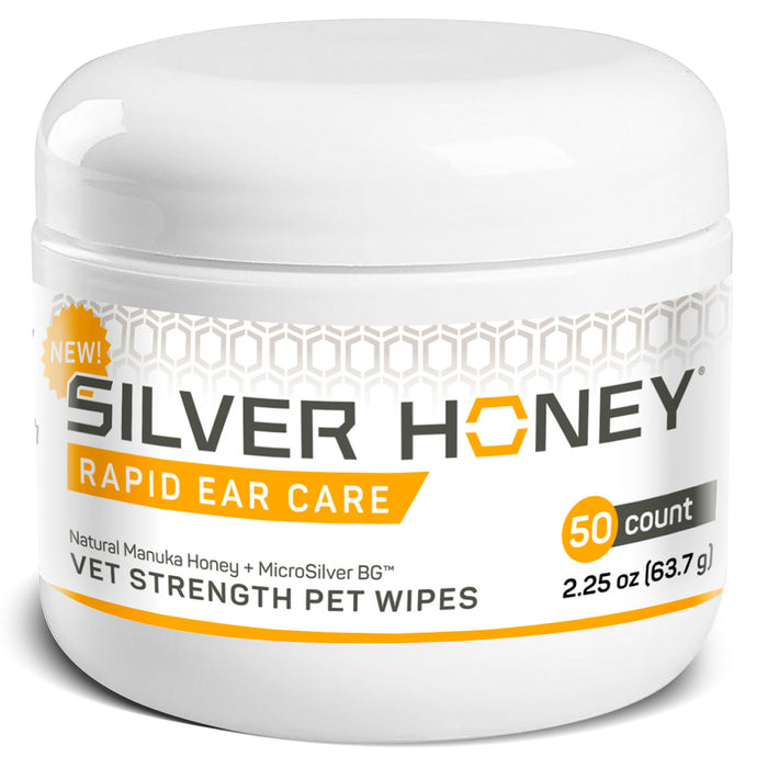 Silver Honey Rapid Ear Care Vet Strength Pet Wipes, 50 ct Jar -   