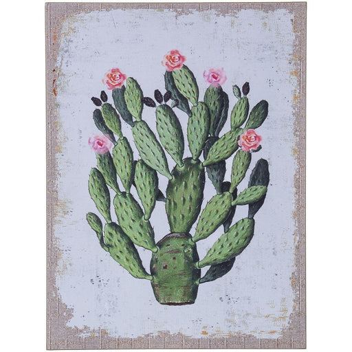 Cactus with Flowers Plank Wall Hanging - Multi  