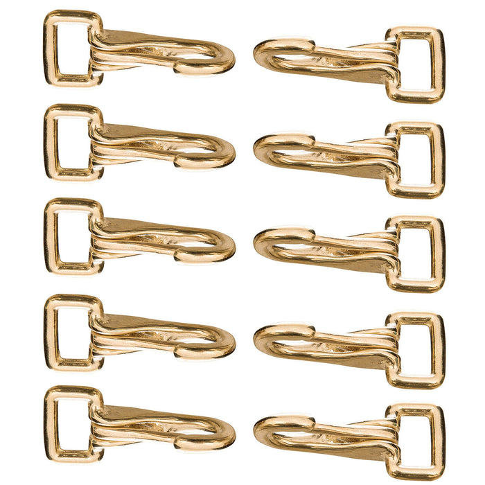 rein-spring-snap-with-flat-fixed-eye-solid-brass - 10 Pack