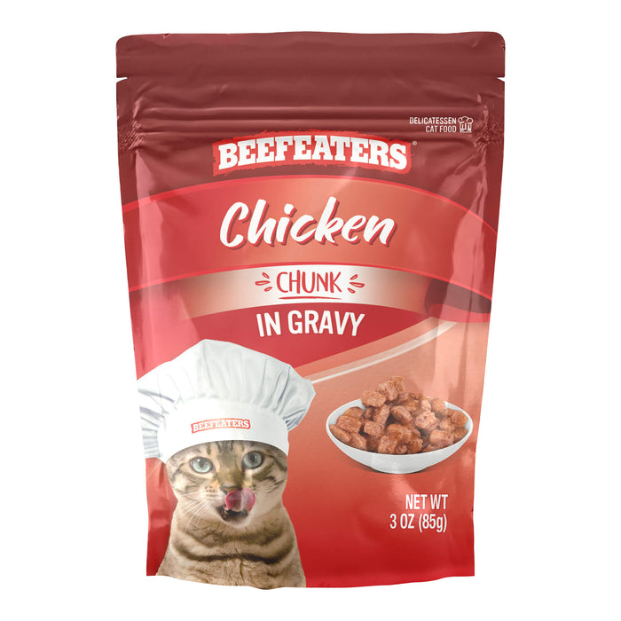 Beefeaters Wet Cat Food Pouch, Chicken Chunk in Gravy 3oz, Case of 24 -   