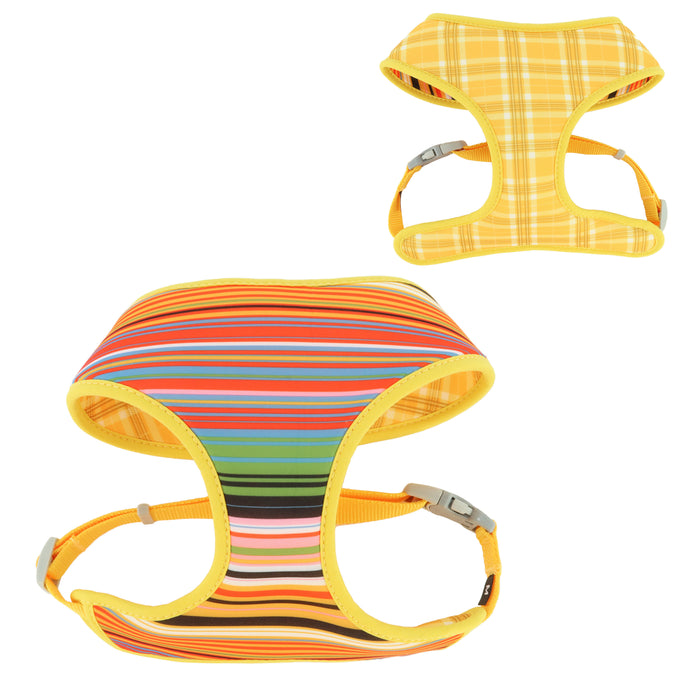 Sublime Reversible Dog Harness - Sublime Stripe with Gold Plaid SML - 3/4" x 19" - 23" 