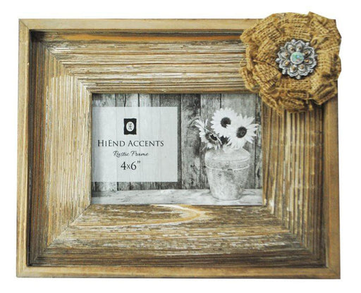 Wooden Burlap Bow Picture Frame - Brown  