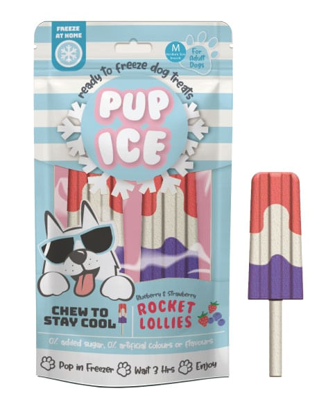 Pup Ice Rocket Lollies, 2pk - Strawberry & Blueberry  