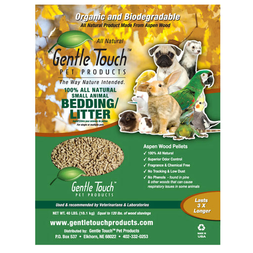 Gentle Touch Bedding/ Aspen Pellets, 40 lbs - Tan40 lbs