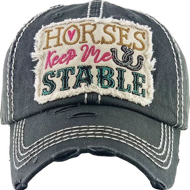 Horses Keep Me Stable Cap - Black  