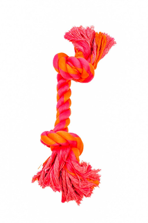 2 Knot Rope Dog Bone Tug Toy - 1S119 - Orange/Magenta - 10" - 8