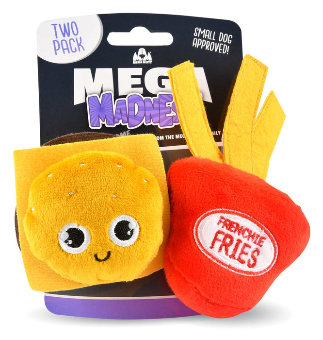 2 - pk Burger & Fries Mega Madness Small Dog Toy Set - Jeffers - Dog Supplies > Dog Toys