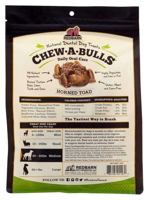 RedBarn Horned Toad Chew-A-Bulls Daily Oral Care Multi-Pack for Dogs - 12 ct Medium Horned Toad Chew-A-Bulls  