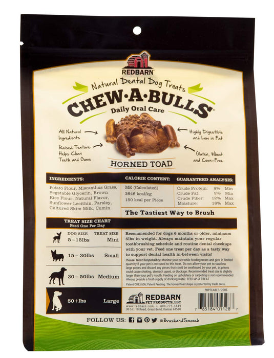 RedBarn Horned Toad Chew-A-Bulls Daily Oral Care Multi-Pack for Dogs - 6 ct Large Horned Toad Chew-A-Bulls  