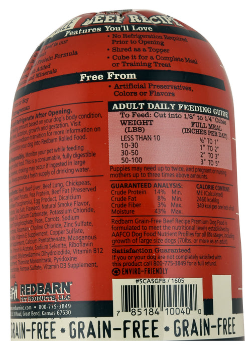 Redbarn Naturals Grain-Free Beef Recipe Dog Food Roll, 3 lb -   