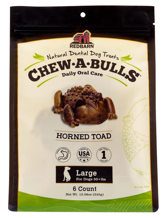 RedBarn Horned Toad Chew-A-Bulls Daily Oral Care Multi-Pack for Dogs - 6 ct Large Horned Toad Chew-A-Bulls  