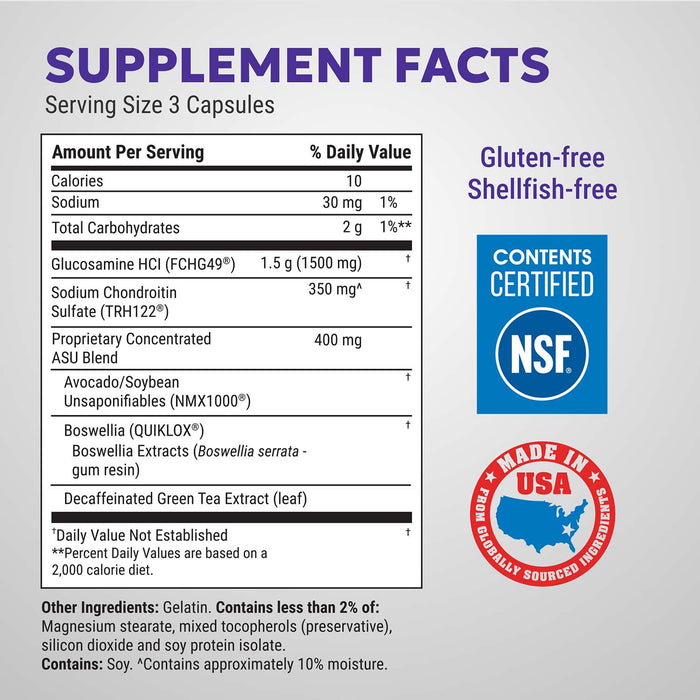 Nutramax Cosamin ASU Joint Health Supplement with Glucosamine, Chondroitin & ASU for Men’s & Women's Joint Health