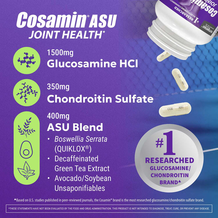 Nutramax Cosamin ASU Joint Health Supplement with Glucosamine, Chondroitin & ASU for Men’s & Women's Joint Health