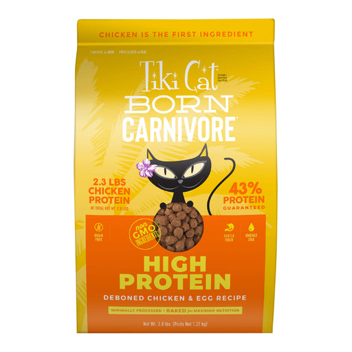 Tiki Cat Born Carnivore High Protein Dry Cat Food, Deboned Chicken & Egg, 2.8 lbs. Bag Size 2.8lb