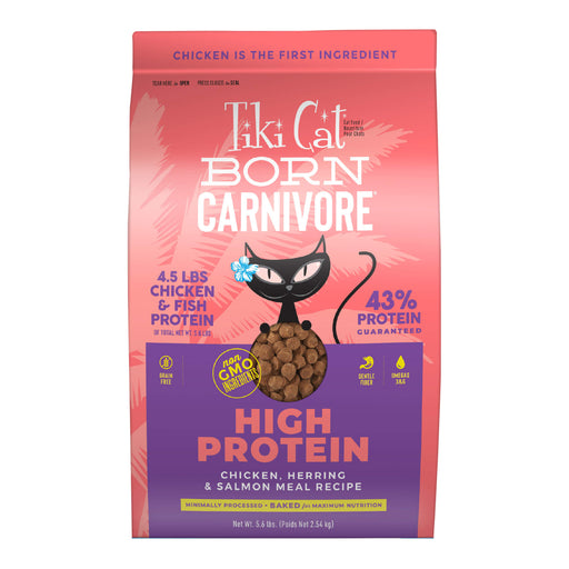 Tiki Cat Born Carnivore High Protein, Chicken, Herring & Salmon Meal, 5.6 lbs. Bag Size 5.6lb