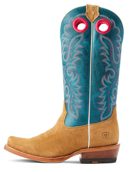 Ariat Women's Futurity Boon Western Boot - Buckskin Roughout/Turquoise 6.5 