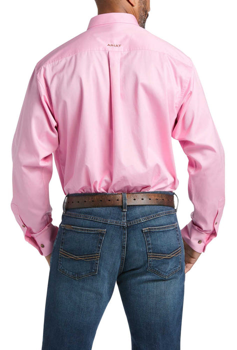 Ariat Men's Solid Twill Classic Fit Shirt - Pink XXXL 