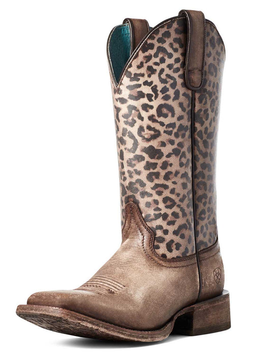 Ariat Women's Circuit Savanna Cheetah Western Boot, Naturally Distressed Brown - 6  