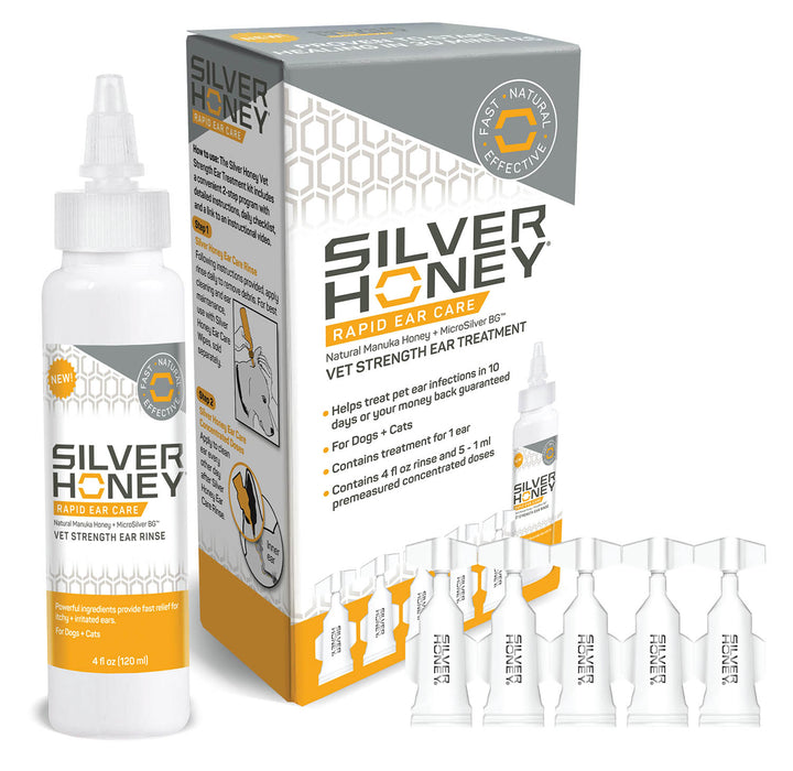 Silver Honey Rapid Ear Care Vet Strength Ear Treatment Rinse + Concentrated Doses -   