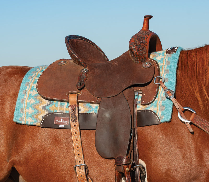 Classic Equine Wool Top Saddle Pad - Turquoise & Honey 32" x 34" Turquoise & Honey