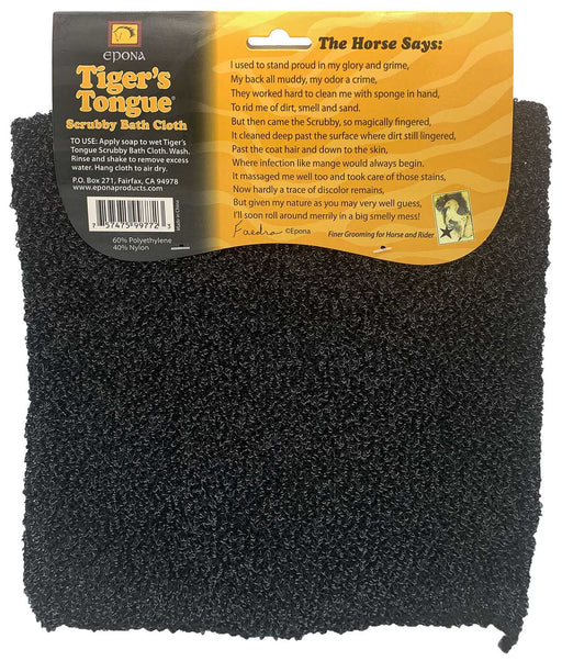 Epona Tigers Tongue Scrubby Bath Cloth for Horse Grooming - Black  