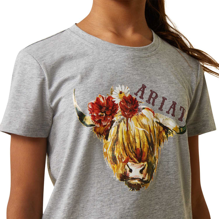 Ariat Girl's Highlander Rose T-Shirt, Heather Gray - XXLarge  