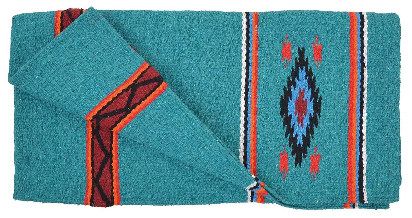 Diamond R Double Weave Saddle Blanket - Turquoise  